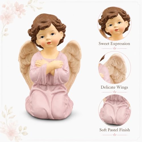 Praying Angel Figurine, Kneeling Guardian Angel Statue | Resin Keepsake For Mom, Daughter, Sister, Friend, Prayer Corners, Shelves, Desks And Nightstands - size: 3.74"H
