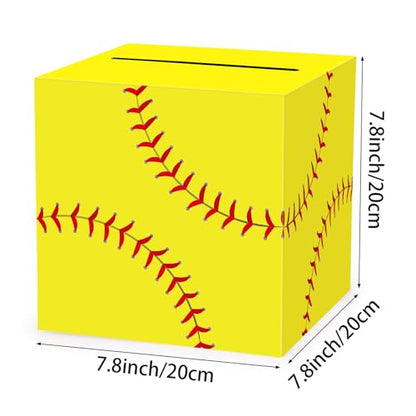 Hxezoc Softball Card Box Sports Party Favors Post Box Cardboard Receiving Money Holder for Softball Theme Wedding Reception, Baby Showers, Anniversary, Birthday Party, Table Centerpiece Decorations - style: Softball
