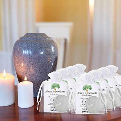 50 Set Funeral Party Favors Memorial White Candles Unscented Funeral Gifts Tealight Candles with Condolence Bereavement Cards and Organza Bags for Guest Celebration of Life Decorations (Classic) - style: Classic