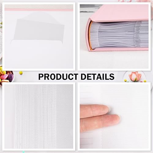 Aevdor 8x10 Photo Album, 100 Pockets, Linen Cover, Writing Space, Pink | Fits 8x10 Photos, Graphic Designs, Watercolors and Drawings, Doubles as an Art Portfolio - color: Linen Pink