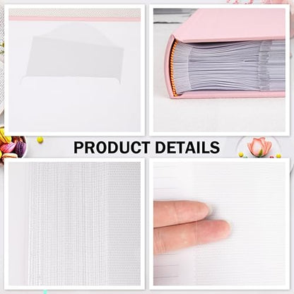 Aevdor 8x10 Photo Album, 100 Pockets, Linen Cover, Writing Space, Pink | Fits 8x10 Photos, Graphic Designs, Watercolors and Drawings, Doubles as an Art Portfolio - color: Linen Pink