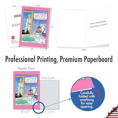 NobleWorks 10 Anniversary Cards Assortment (10x1 Designs) Celebration and Congrats Notecard For Men, Women - Humorous Twosomes AC9371ANG-B1x10 - style: Humorous Twosomes