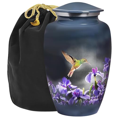 Trupoint Memorials Cremation Urns for Human Ashes Adult Female, Decorative Burial Urn for Men & Women – Large, Gray Hummingbird - color: Gray