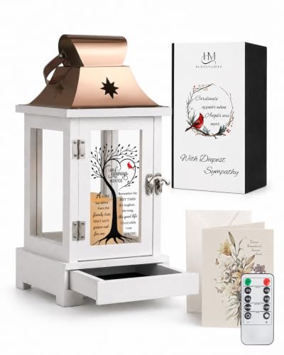 Memorial Lantern with Drawer for Keepsakes, Sympathy Gifts for Loss of Mother Father Mom Dad Husband, Sympathy Lantern Funeral Gifts in Memory of Loved One - color: A Limb Has Fallen/Copper