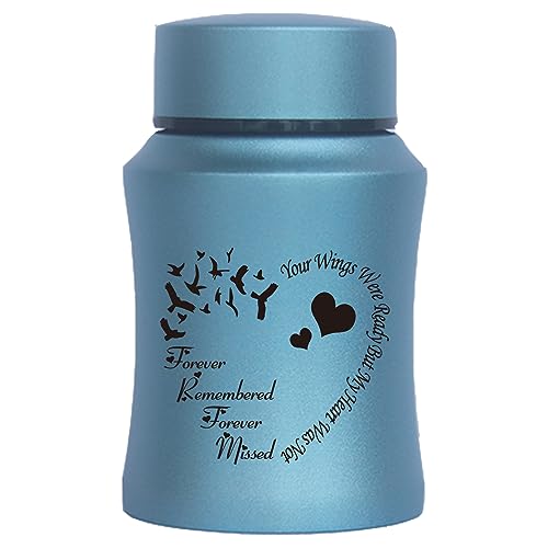 4.5 Inches High Small Urn for Human Ashes Stainless Steel Mini Cremation Urn Small Keepsake Urn Memorial Ashes Container-Blue - size: Heart-Blue