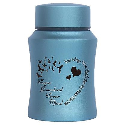 4.5 Inches High Small Urn for Human Ashes Stainless Steel Mini Cremation Urn Small Keepsake Urn Memorial Ashes Container-Blue - size: Heart-Blue