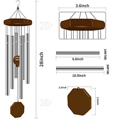 Wind Chimes for Outside, Wind Chimes Outdoor Deep Tone with 6 Tuned Tubes, Memorial Wind Chime for Garden, Patio and Home