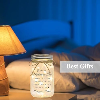 Mother in Law Birthday Gifts, Mason Jar Night Lights | Mothers Day Christmas Day Gifts for Mother in Law, Mother of The Groom Gifts - color: Mother-in-Law