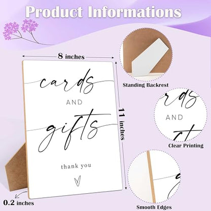 Cards and Gifts Sign, 8×11 Inches Wooden Sign With Stand, Minimalist Gender Neutral Tabletop Decor for Gender Reveal Party, Baby Shower, Wedding, Bridal Shower, Event Party Favor Supplies-5 - style: Cards and Gifts