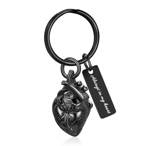 XSMZB Heart Cremation Jewelry Ashes Pendant for Human Pet Funeral Urn Necklace for Ashes Women Men Memorial Urn Jewelry - color: Black Keychain