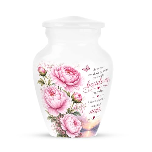 Pink Butterfly Urn for Ashes for Women - Sunset Flower Urns for Human Ashes | White Cremation Urns for Human Ashes, Secure Threaded Lid, Female, Small 2/3 Tablespoon of Ashes, 3 Inch Pack of 1 - color: #15 Flower Urn, size: 3" Pack of 1