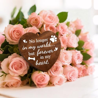 Tsxcnaa Dog Memorial Frame, Pet Memorial Picture Frame for 4’x6’ Photo with Wooden Rotating Heart, Dog Memorial Gifts for Loss of Pet, Remembrance Keepsake Gift for Pet Lover