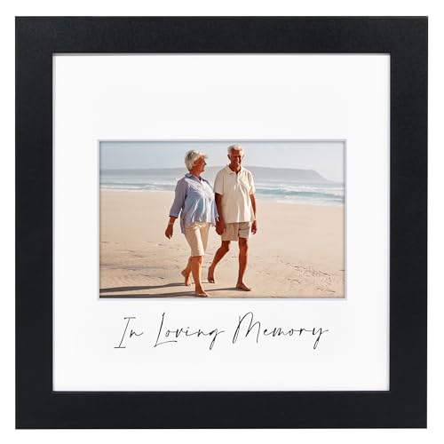 Americanflat Memorial Picture Frame with Shatter-Resistant Glass - Use as 4x6 Picture Frame with 3 Interchangeable Mats or Display 8x8 Photos without Mat - Signature Collection - Funeral Gifts - Black - size: 8x8, style: Memorial Picture Frame