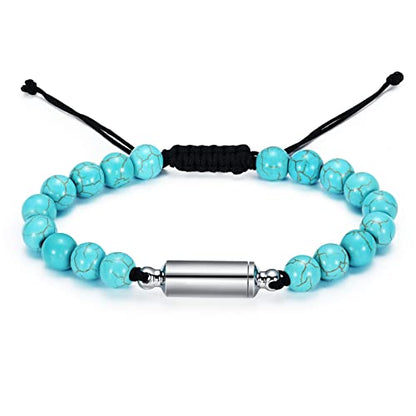 Oinsi Lava Rock Bracelet With Tube Memorial Urn Jewelry For Ashes Of Loved Ones Keepsake Cremation Bracelet Women Men Adjustable Length - color: Blue