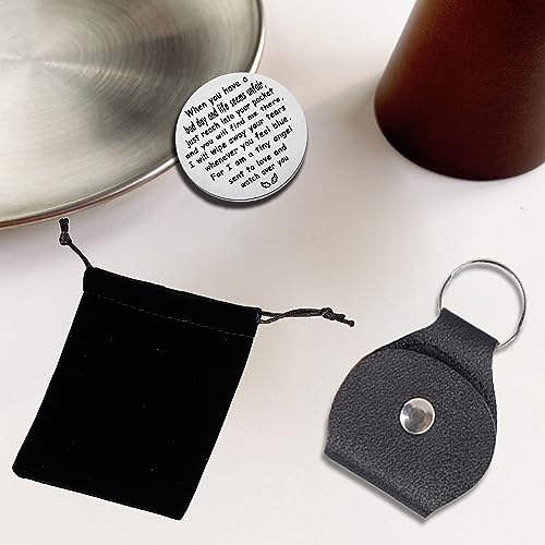 Pocket Angel Pocket Hug Token Long Distance Relationship Keepsake Stainless Steel Double-Sided Inspirational Gifts for Family Friends Coworker Christmas Birthday Gifts Angel PU Leather Keychain