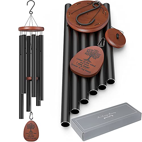 Sympathy Memorial Wind Chimes for Loss of Loved One,41 inch Large Wind Chimes Outside Deep Tone,Ideal Memorial/Bereavement/Sympathy Gift for Condolence and Funeral (Black) - size: 41" Large