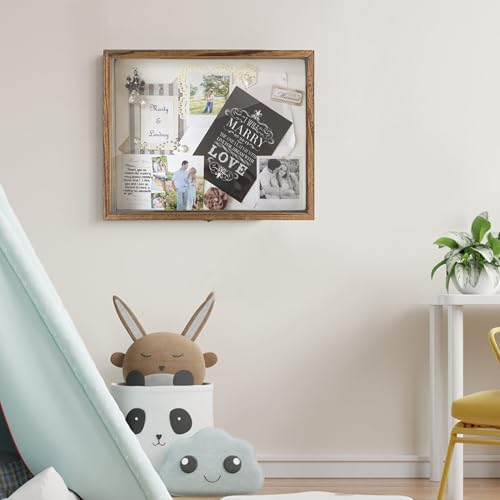 16x20 Shadow Box Frame in Wood Color with Linen Back - color: Wood, size: 16*20