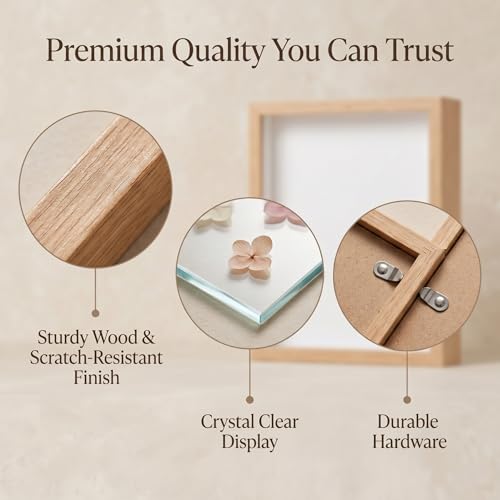 4 Pack Shadow Box Frame Display Cases, 8"x 10" Wood Deep Black Handicrafts Shadowbox for Flowers Jersey Wedding (Burlywood) - color: Burlywood