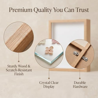 4 Pack Shadow Box Frame Display Cases, 8"x 10" Wood Deep Black Handicrafts Shadowbox for Flowers Jersey Wedding (Burlywood) - color: Burlywood