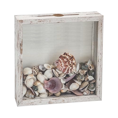 FramePro Small Shadow Box Seashell Collection White 8x8 Top Loading Display Case Frame with Slot, Movie Travel Sporting Events Concert Ticket Stubs Drink Beer Caps Memory Keepsake Box - color: White, size: 8x8