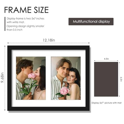 DUENPY 8.5x11 Double Frame For 2 5x7 Photos Black - color: Black, size: 8.5x11（5x7 opening）