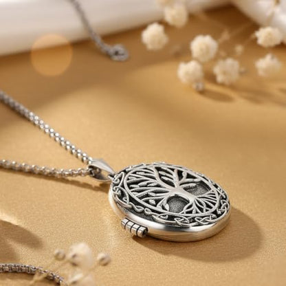 925 Sterling Silver Pictures Locket Necklace for Women Men - color: Black plated 9