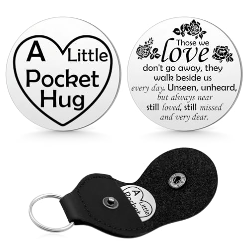 Pocket Hug Token Sympathy Keepsake Memorial Gift Bereavement Coin Holder Keychain Grief Think of You Miscarriage Get Well Gift for Women Friend Sympathy Keychain for Loss of Mother Dad Brother Husband
