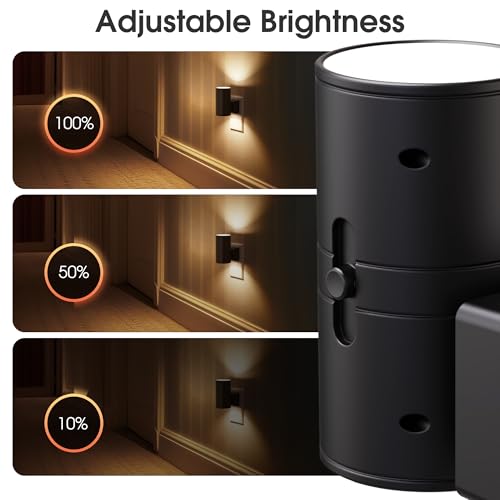 Night Lights Plug into Wall, Modern LED Night Light Plug in, Dusk to Dawn Sensor, Soft White 3000K, 0-100LM Adjustable Brightness, Dimmable NightLight for Hallway, Bedroom, Stairway, 2 Pack | Dusk to Dawn Sensor, Soft White 3000K, 0-100LM Adjustable Brigh