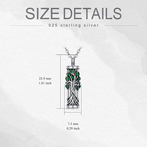 Sterling Silver Tree of Life Urn Necklace for Ashes Owl Necklace Pendant Charm for Women Memorial Gifts Keepsake Always in My Heart Memory Necklace Jewelry - style: Green Bar Tree of Life