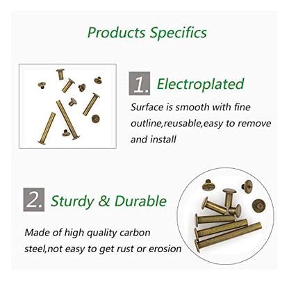 Bronze Phillips Chicago Binding Screws, 100 Pcs (50 Pair) - color: Bronze, size: M5*5.10.15.25.35.45mm