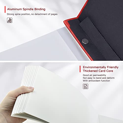 Popotop Large Photo Album Self Adhesive 4x6 5x7 8x10 Scrapbook Album DIY Picture Book,Gifts for Mom,Family Baby and Wedding,with Metal Pen and Plastic Board - color: Red, size: 11.5"x10.6"40pages