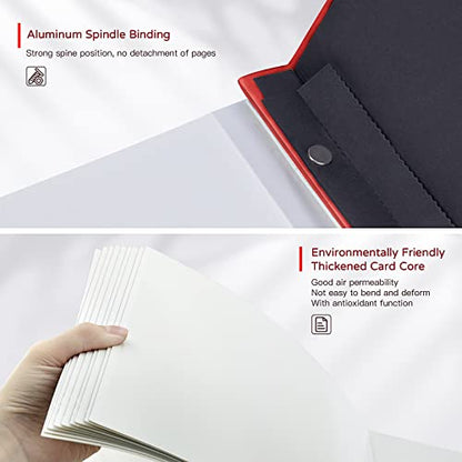 Popotop Large Photo Album Self Adhesive 4x6 5x7 8x10 Scrapbook Album DIY Picture Book,Gifts for Mom,Family Baby and Wedding,with Metal Pen and Plastic Board - color: Red, size: 11.5"x10.6"40pages