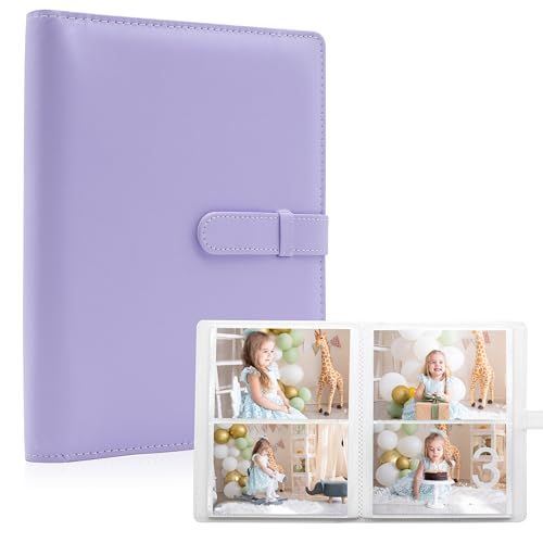 Photo Albums 4x6 Pictures – 152 Pockets Vegan Leather Cover Memory Album Book, Suitable for Family Wedding Boys Girls and Babies Storage (Purple) - color: Purple