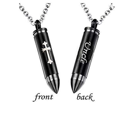 Celtic Cross Bullet Urn Necklaces for Ashes Cremation Jewelry Keepsake Memorial Pendant - style: Uncle