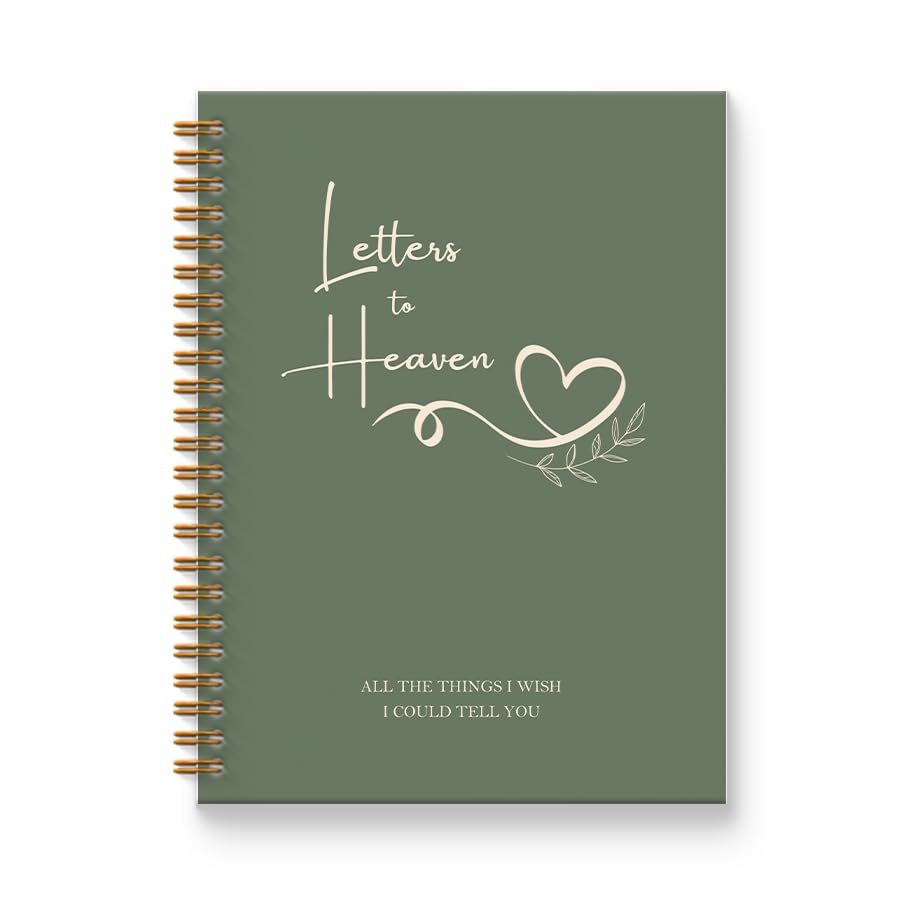 Letters to Heaven Notebook Journal 5.5x8.3, Grief Journal for Women, Memorial Sympathy Gifts for Loss of Loved One, Remembrance Bereavement Gifts Spiral Hardcover Notebook(Green) - color: Green