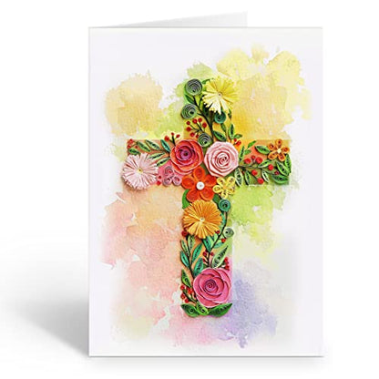 Colorful First Communion Card, Baptism, Sympathy, Thank You, for Girl, Boy, Granddaughter, Grandson (Cross) - color: Cross