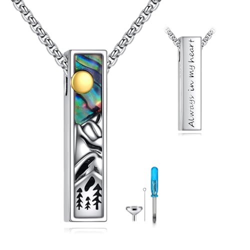 Urn Necklace for Ashes 925 Sterling Silver Cremation Jewelry | Necklaces for Ashes of Loved Ones, Keepsake Necklace for Ashes, Ash Pendants Memorial Jewelry for Women and Men - color: Mountain