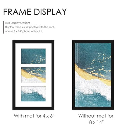 DUENPY 2 Pack 8x14 Collage Frame For 3 4x6 Photos Black - color: Black, size: 8x14（4x6 opening）-2 Pack