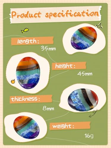 7 Chakra Worry Stone Healing Crystal–Anxiety Relief Items Gifts - color: 7chakra Oval Shaped