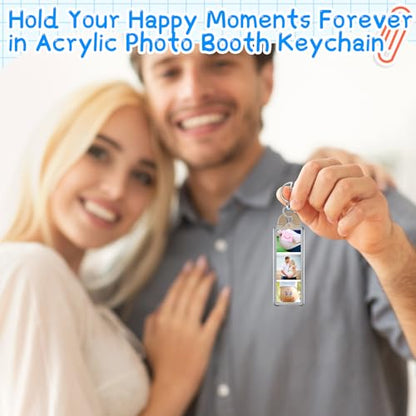 MTLEE 12 Pcs Mini Photo Strip Keychain Frame 1x3 Inch Acrylic Photo Booth Keychain Double Sided Keyring Blank DIY Custom Gift - style: Moon Clasp