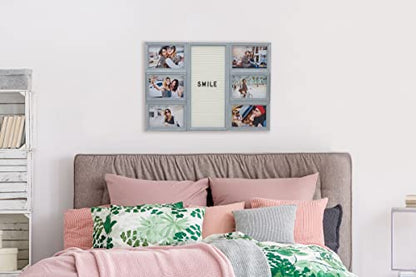 MELANNCO Customizable Letterboard 6-Opening Photo Collage, 20 x 14 inch, Distressed Grey - color: Distressed Gray, size: 20x14 - 6 Opening