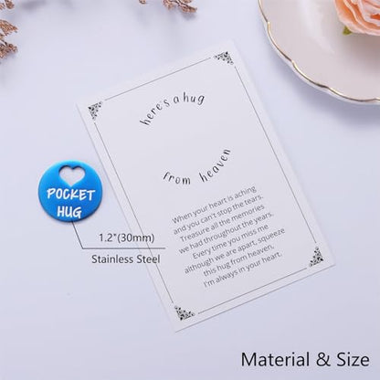 Ralukiia Pocket Hug from Heaven, Metal Engraved Token, Memorial Gift for Loss of Mom Dad Son Daughter Husband Wife Grandpa Grandma Brother Sister, Sympathy Condolence Gifts, Blue - color: blue