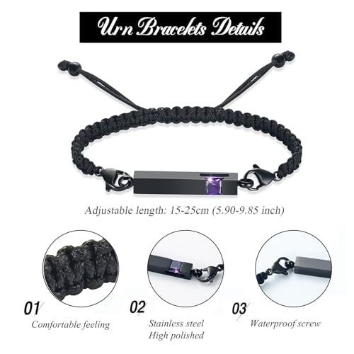 Harbeingt Adjustable Urn Bracelet for Ashes for Women Cremation Jewelry - color: Black Purple1