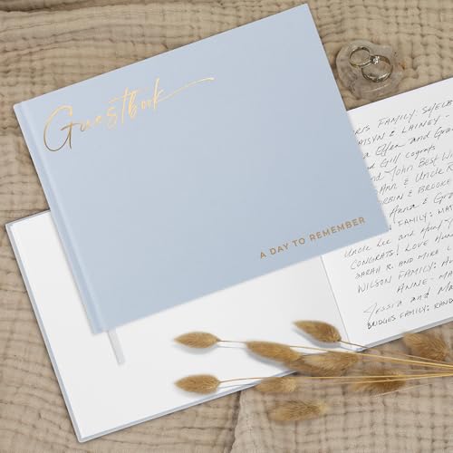 Beautiful Wedding Guest Book for Your Wedding Reception w/ Polaroid Photos | Simply Elegant Guestbook to Sign in and Add Photos - The Perfect Baby Shower Guest Book for the Special Day - color: Blue