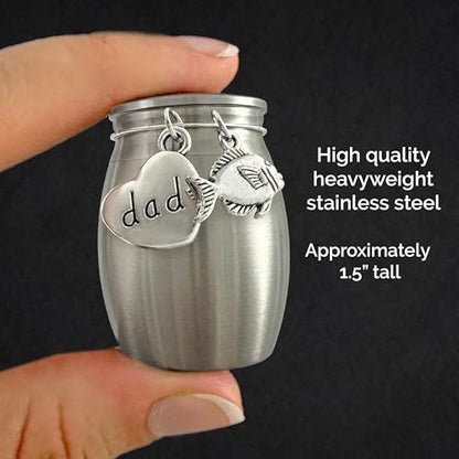 Small Urn for Dad Fishing Keepsake Miniature Ashes Holder Loss of Father | Cremation Ashes Fisherman Memorial. Holds a Small Amount of Ashes. Perfect Sharing Urn for Dividing Among Family Members