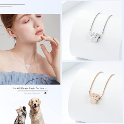 zeqingjw Pet Cremation Jewelry for Ashes Pendant Paw Print Pet Heart Urn Necklace Memorial Keepsake Jewelry for Pet/Dog's/Cat's Ashes - color: 2PCS Paw Print
