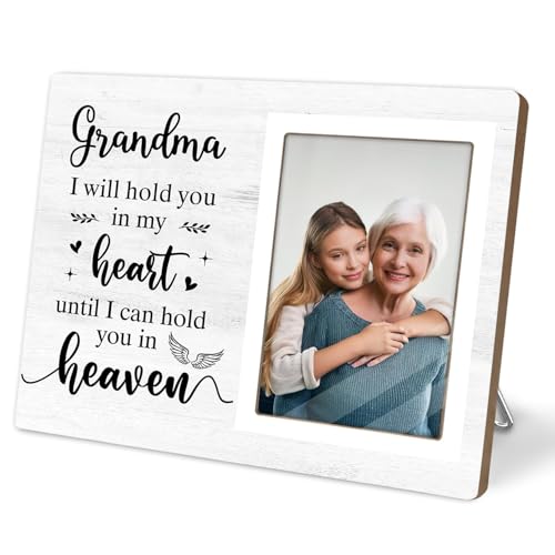 Memorial Photo Frame, Sympathy Gifts for Loss of Grandma, in My Heart, in Loving Memory Wooden Picture Frame, Bereavement Remembrance Funeral Passed AWay Condolence Gifts(Grandma, 4 x 6 Photo) - color: Grandma