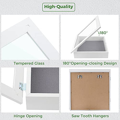 Frametory 11x11 Shadow Box Frame Display Case, 2-inch Depth (White) - color: White, size: 11x11(1 Set)