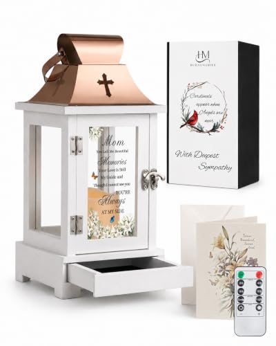 Memorial Gifts for Loss of Mom, Memorial Lantern with Drawer for Keepsakes, Loss of Mother Sympathy Gifts, Bereavement Gifts in Memory of Mom - color: Mom