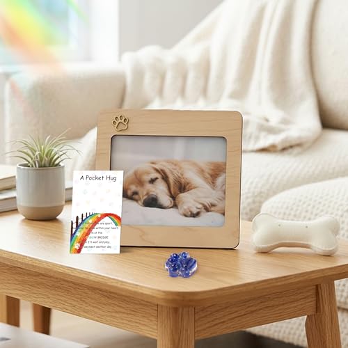 EYxsaxenk Loss of Pet Sympathy Gift - Blue Gold Foil Mini Paw Pocket Hug and Rainbow Bridge Memorial Card Envelope Remembrance Gift for Loss of Dog Cat Sympathy Favor Pet Lover Adult Stress Relief Toy - color: Blue + Rainbow Card